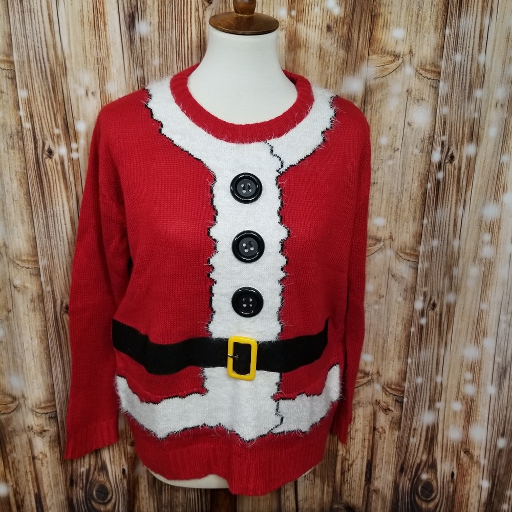 Merry Christmas Brand Red Women's M Santa/Mrs. Claus Holiday Sweater